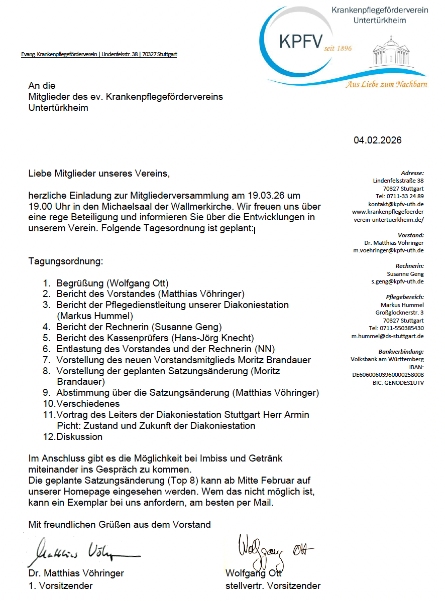 Einladung zur Mitgliederversammlung - 2026